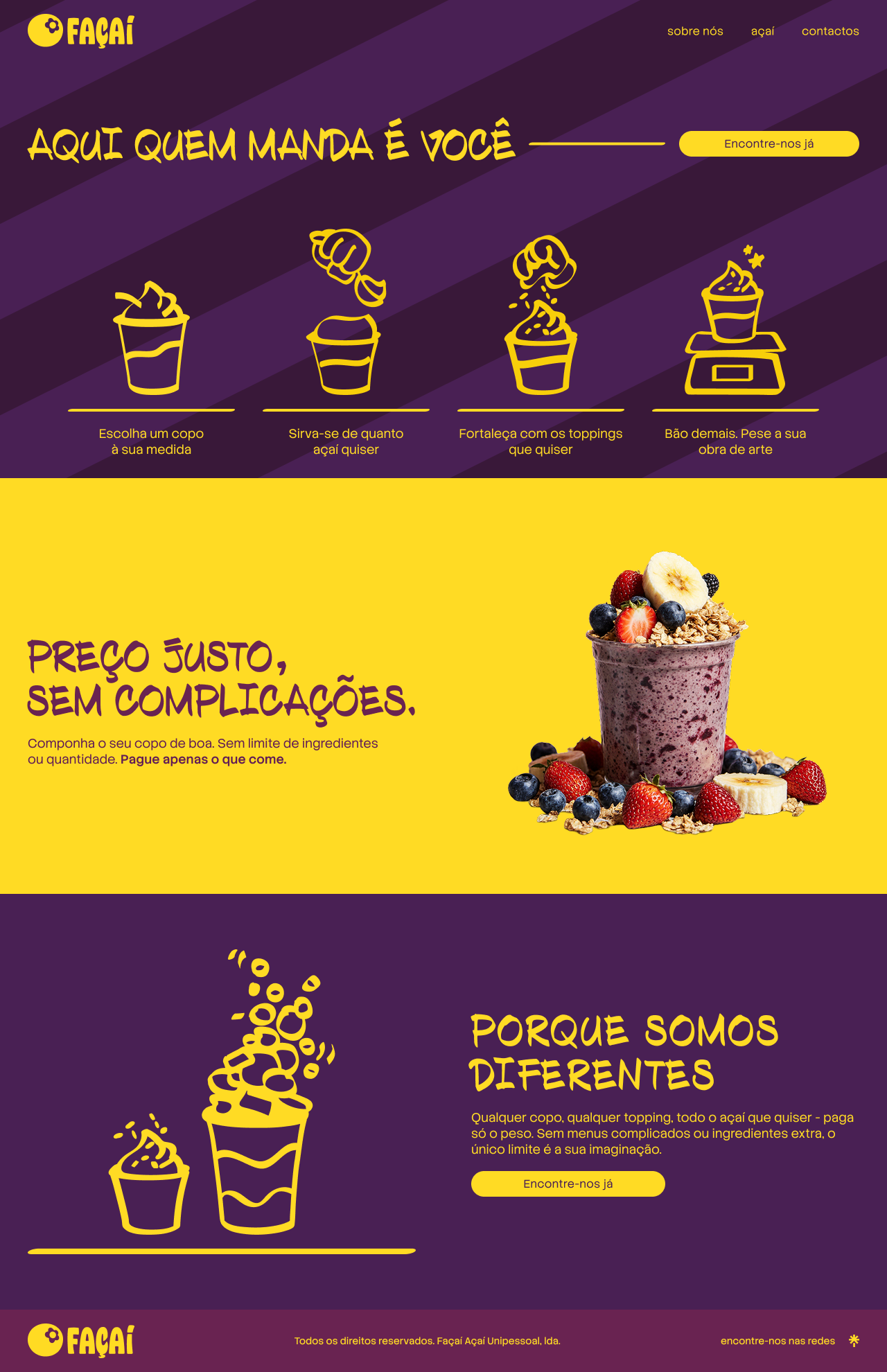 Página sobre nós Façaí baseada no design aprovado em Figma