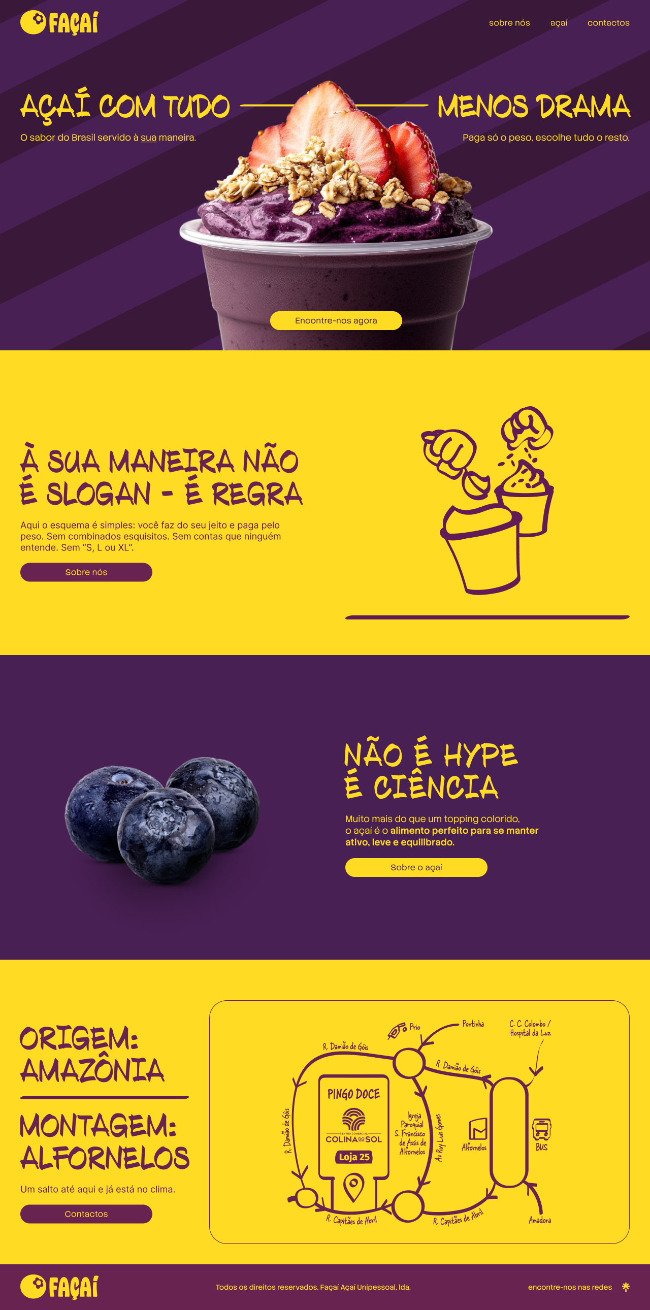 Página inicial Façaí baseada no design aprovado em Figma